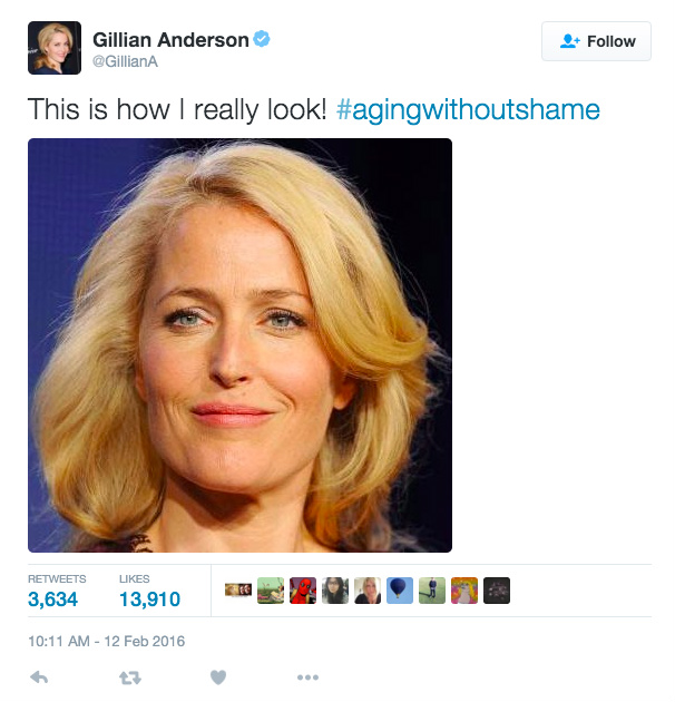 Gillian Anderson insists on aging naturally
